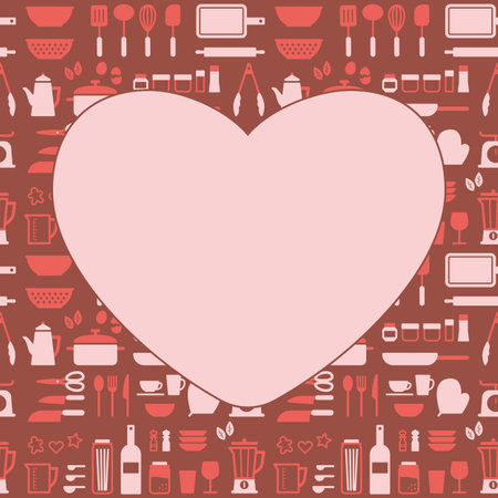 Heart and kitchen tool backgroundのイラスト素材