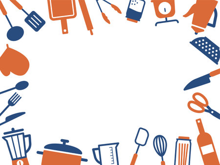 Illustration Kitchenware vector frameのイラスト素材