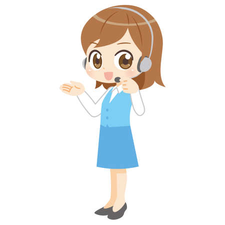 Customer service female anime style illustrationのイラスト素材