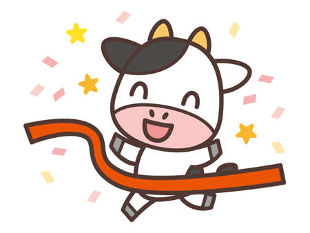 The cow cross the finish lineのイラスト素材