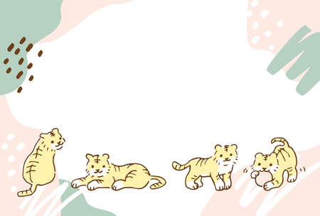 New Year's card of a baby tiger in soft colorsのイラスト素材