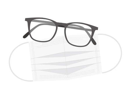 Surgical mask and glassesのイラスト素材