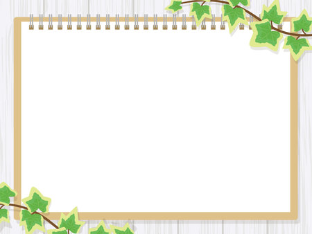 Sketchbook and plant backgroundのイラスト素材