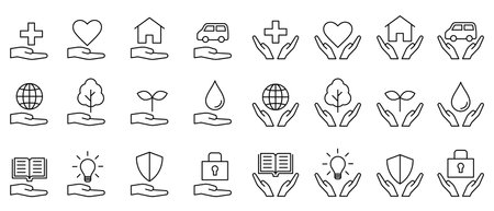 Hand protection iconのイラスト素材