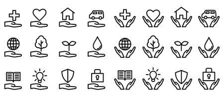 Hand protection iconのイラスト素材