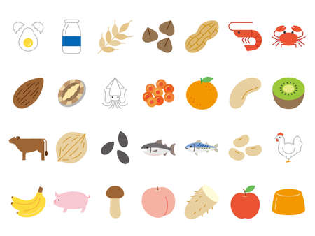 Food allergen vector iconsのイラスト素材