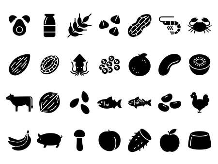 Food allergen vector iconsのイラスト素材