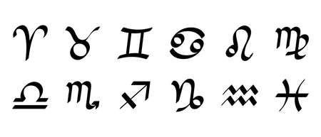 zodiac signs calligraphy vector iconsのイラスト素材
