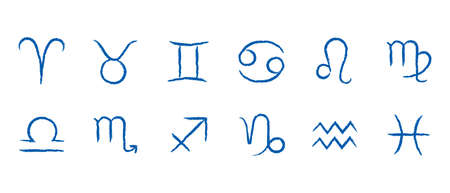 Hand-drawn zodiac signs vector iconsのイラスト素材