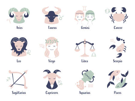 Flat design zodiac sign vector artのイラスト素材
