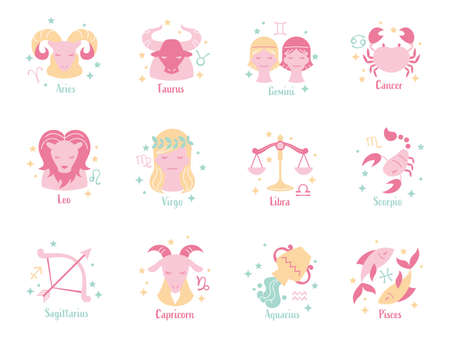 pastel color zodiac sign vector artのイラスト素材