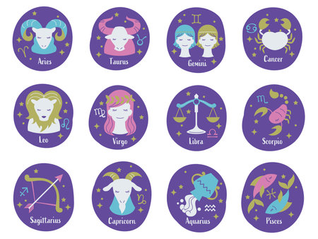 Flat design zodiac sign vector artのイラスト素材