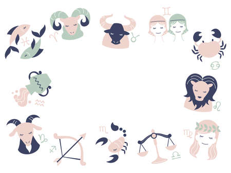 Zodiac sign frame backgroundのイラスト素材