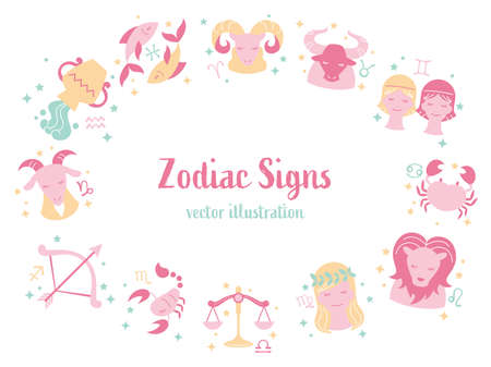 Zodiac sign frame backgroundのイラスト素材