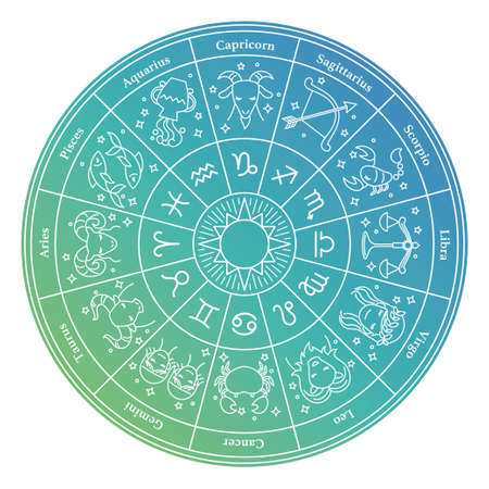 Horoscope Circle With Zodiac Signsのイラスト素材