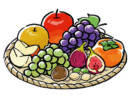 Japanese Autumn Food Watercolor Vector Artのイラスト素材