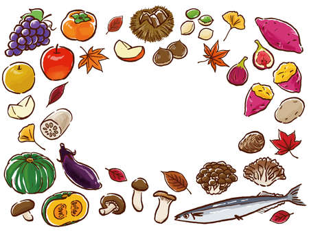 Japanese Autumn Food Watercolor Vector Artのイラスト素材
