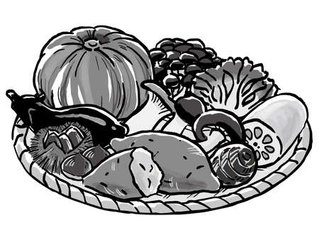 Japanese Autumn Food Watercolor Vector Artのイラスト素材