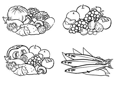 Japanese Autumn Food Watercolor Vector Artのイラスト素材