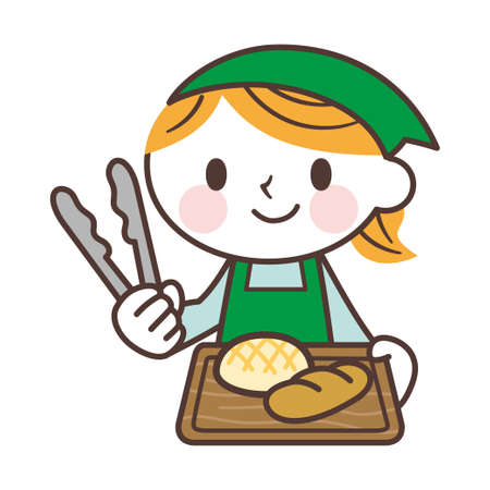 A woman working in a bakeryのイラスト素材