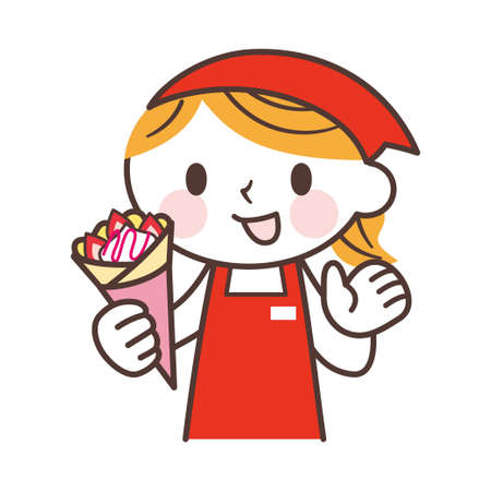 Woman selling crepesのイラスト素材