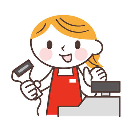 The woman at the cash registerのイラスト素材