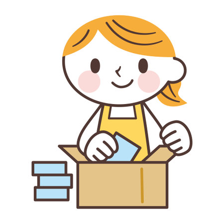 Woman packing a boxのイラスト素材