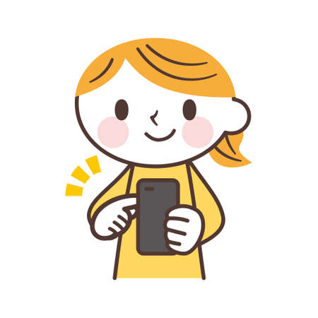 Woman using a cell phoneのイラスト素材