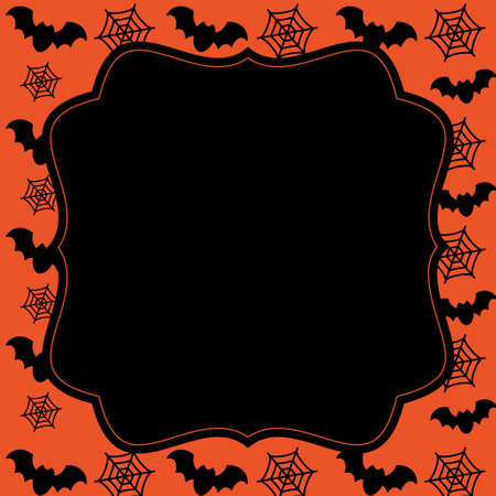 square frame with bats and spider web vector illustrationのイラスト素材