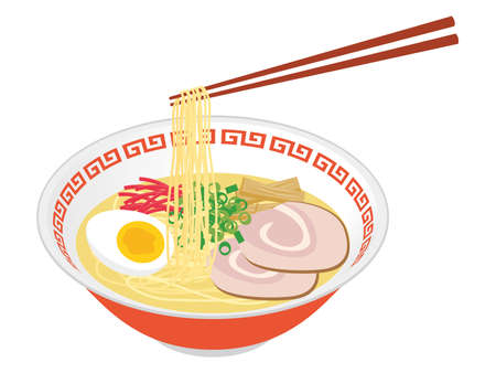 holding ramen with chopsticks vector illustrationのイラスト素材