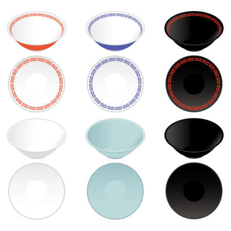 Asian tableware vector illustrationのイラスト素材