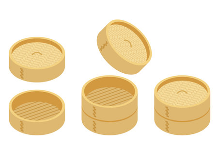 Bamboo steamer vector illustrationのイラスト素材