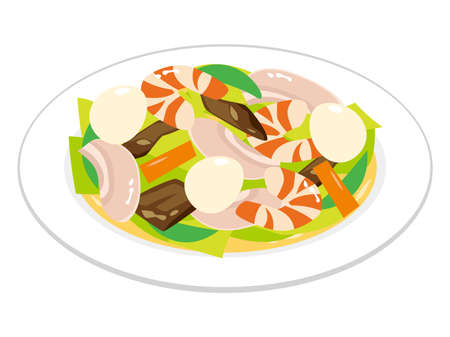 Stir-fried Vegetables and Meat in Starchy Sauceのイラスト素材