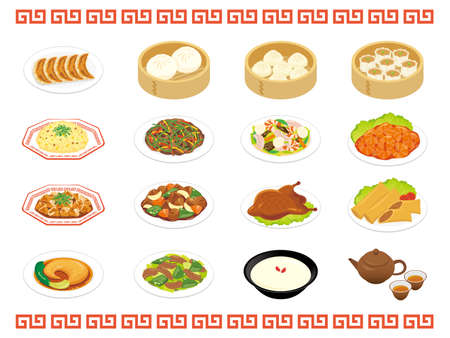 Chinese food vector illustrationのイラスト素材