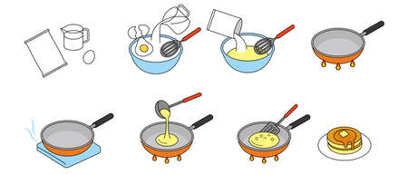 How to make pancakes vector illustrationのイラスト素材
