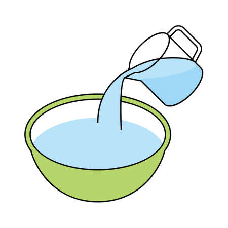 Adding water to a bowl with a measuring cup vector illustrationのイラスト素材