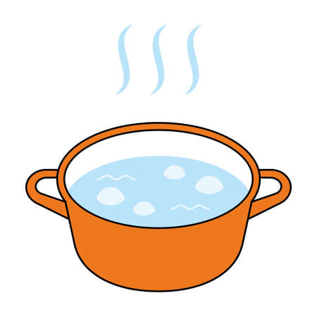 Boiling water in a pot vector illustrationのイラスト素材