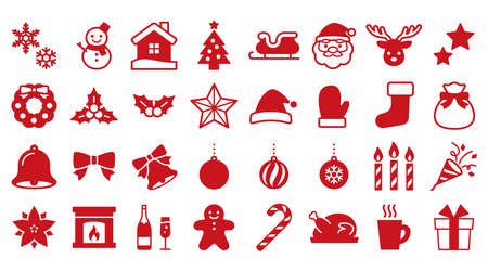 Christmas silhouette iconsのイラスト素材