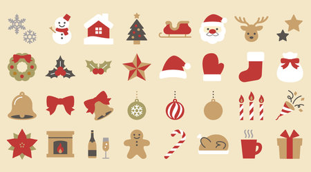 Christmas flat design iconsの素材 [FY310174532823]