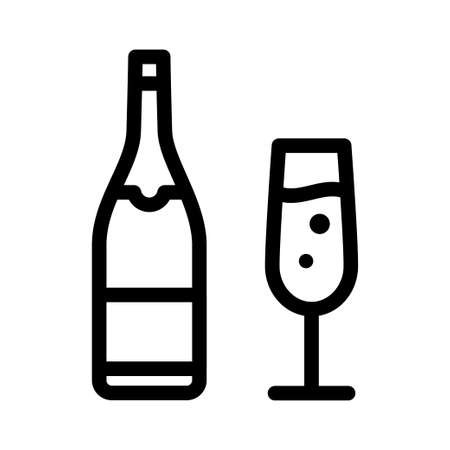 Champagne bottle and glasses vector iconのイラスト素材