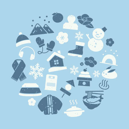 Japanese Winter Icon Vector Illustrationのイラスト素材