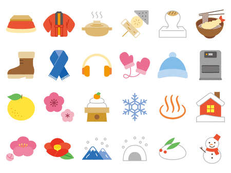 Japanese Winter Icon Vector Illustrationのイラスト素材