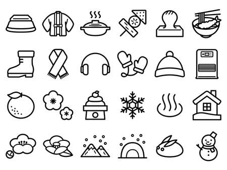 Japanese Winter Icon Vector Illustrationのイラスト素材