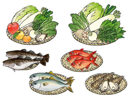 Winter Food Watercolor Vector Illustrationのイラスト素材