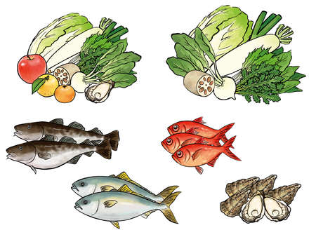 Winter Food Watercolor Vector Illustrationのイラスト素材