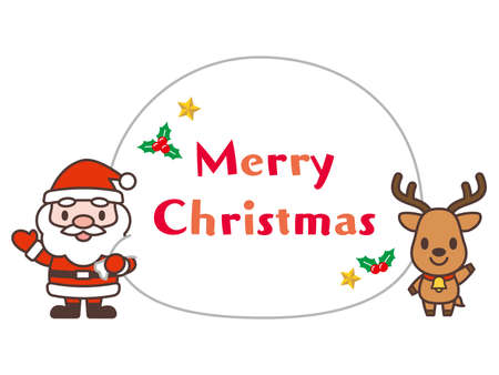 Santa Claus and reindeer frame vector illustrationのイラスト素材