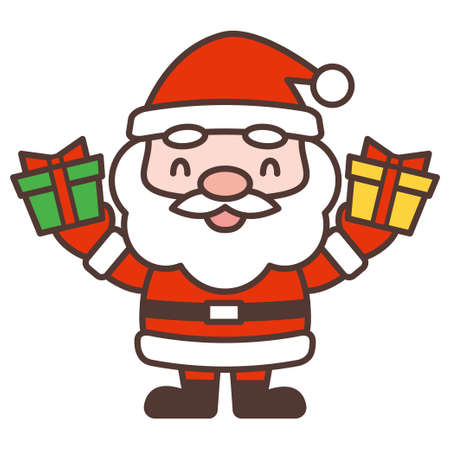 Laughing Santa Claus holding a presentのイラスト素材