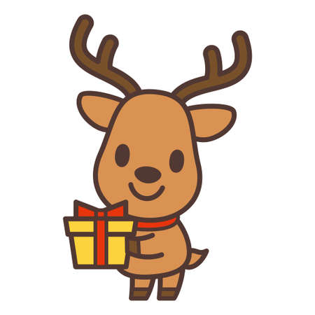 reindeer holding a present vector illustrationのイラスト素材