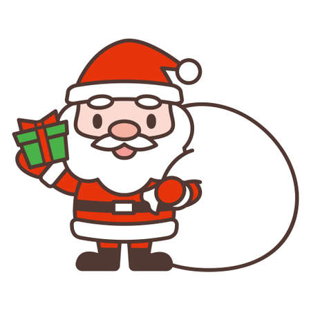 Cute Santa Claus character holding a presentのイラスト素材
