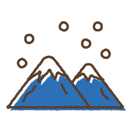 Cute hand-drawn snow mountain iconのイラスト素材